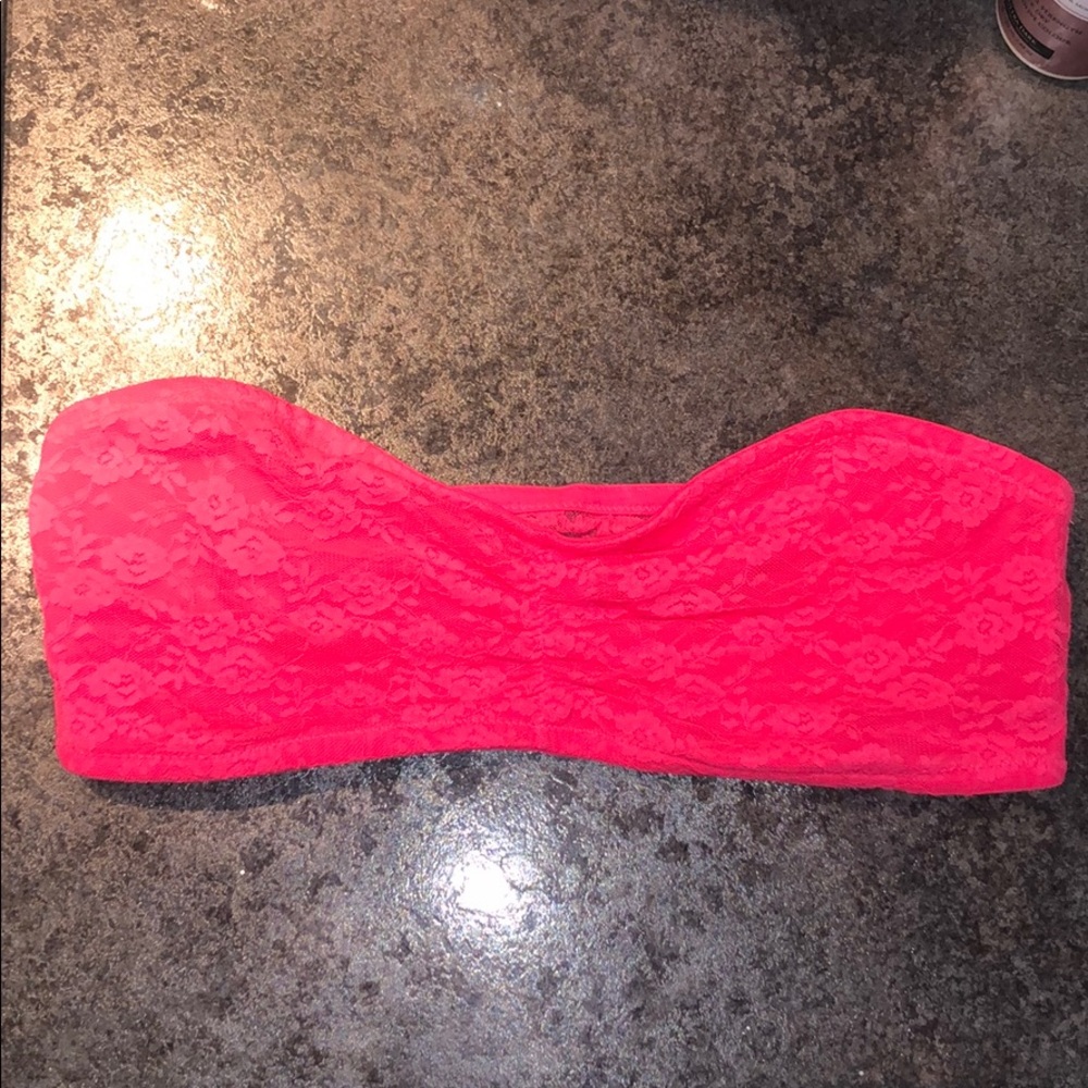 VS PINK: Pink/Coral Lace Bandeau - Picture 1 of 4